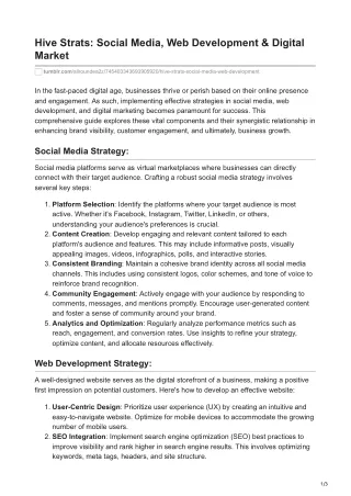 Hive Strats Social Media Web Development  Digital Market