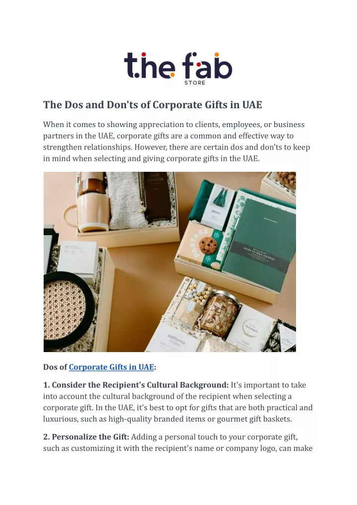 the dos and don ts of corporate gifts in uae