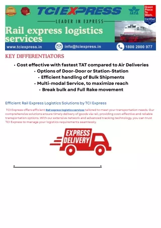 Rail express logistics services