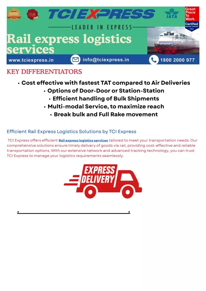 rail express logistics services