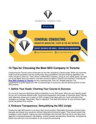 10 Tips for Choosing the Best SEO Company in Toronto