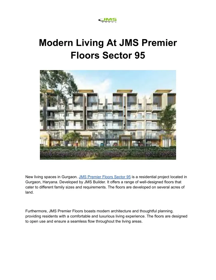 modern living at jms premier floors sector 95