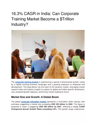 16.3 CAGR in India Can Corporate Training Market Become a Trillion Industry