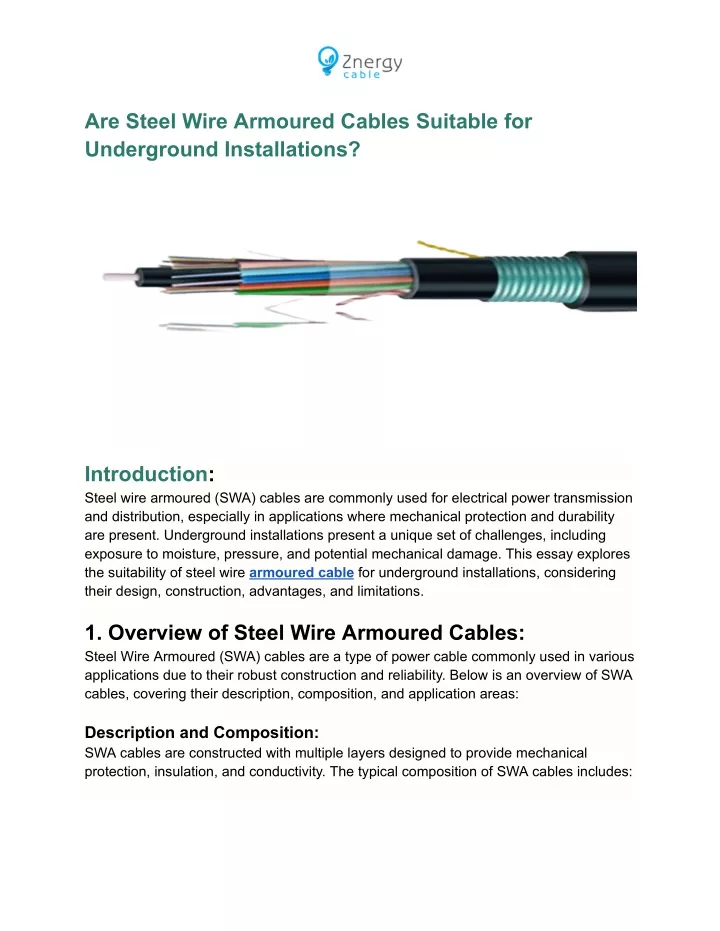 are steel wire armoured cables suitable
