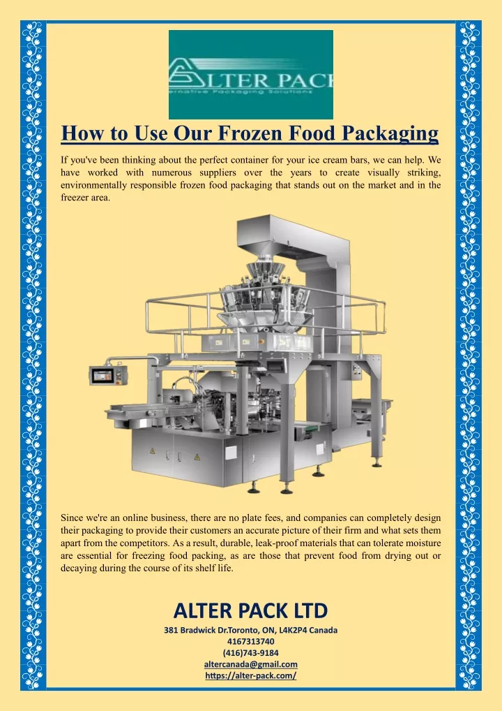 how to use our frozen food packaging