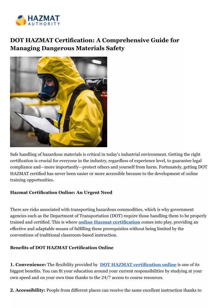 dot hazmat certification a comprehensive guide