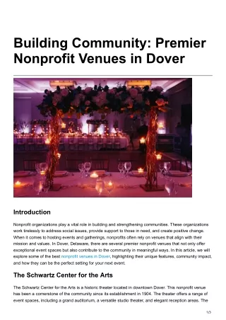 Building Community Premier Nonprofit Venues in Dover