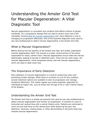 Understanding the Amsler Grid Test for Macular Degeneration_ A Vital Diagnostic Tool - Visible Genomics