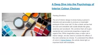 A Deep Dive into the Psychology of Interior Colour Choices