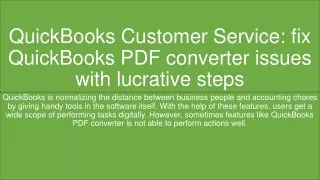 quickbooks customer service fix quickbooks pdf converter issues with lucrative steps