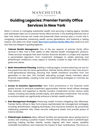 Guiding Legacies Premier Family Office Services in New York