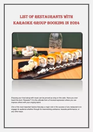 List of Restaurants with Karaoke Group Booking in 2024