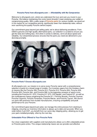 porsche parts from eeuroparts com affordability