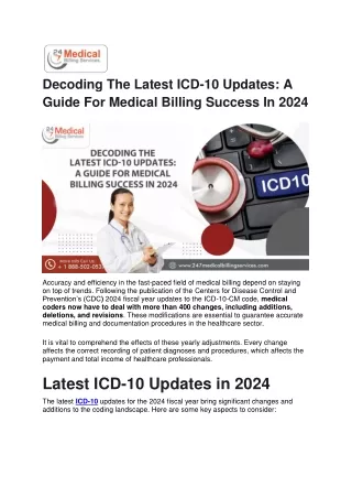 Decoding The Latest ICD 10 updates - A Guide For Medical Billing Success In 2024