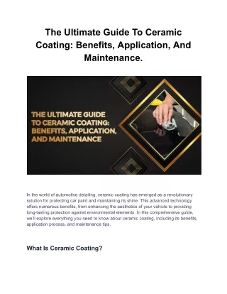 The Ultimate Guide To Ceramic Coating_ Benefits, Application, And Maintenance