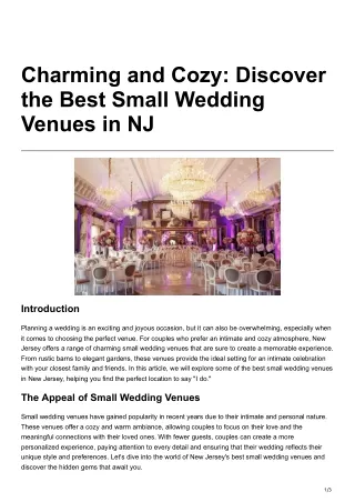 Charming and Cozy Discover the Best Small Wedding Venues in NJ