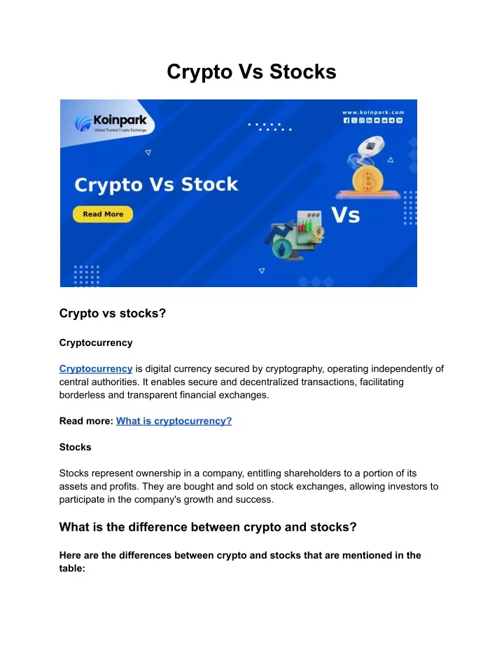 crypto vs stocks