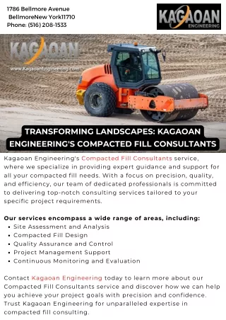 Transforming Landscapes: Kagaoan Engineering's Compacted Fill Consultants