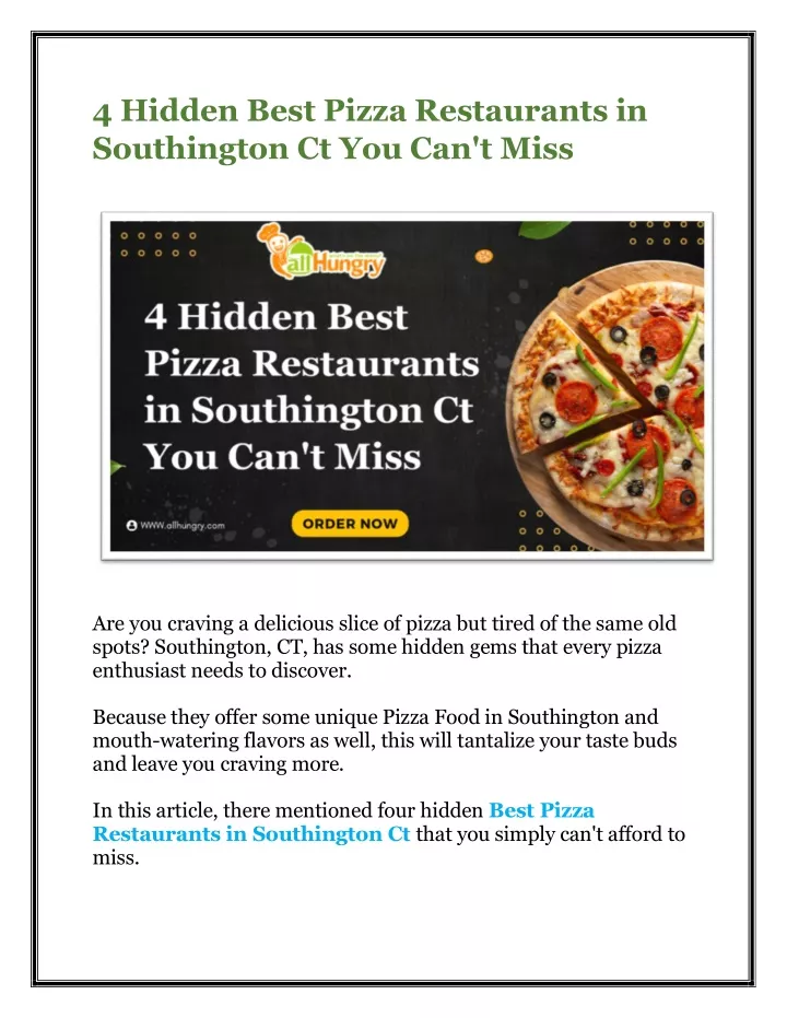 PPT - 4 Hidden Best Pizza Restaurants in Southington Ct You Can't Miss ...