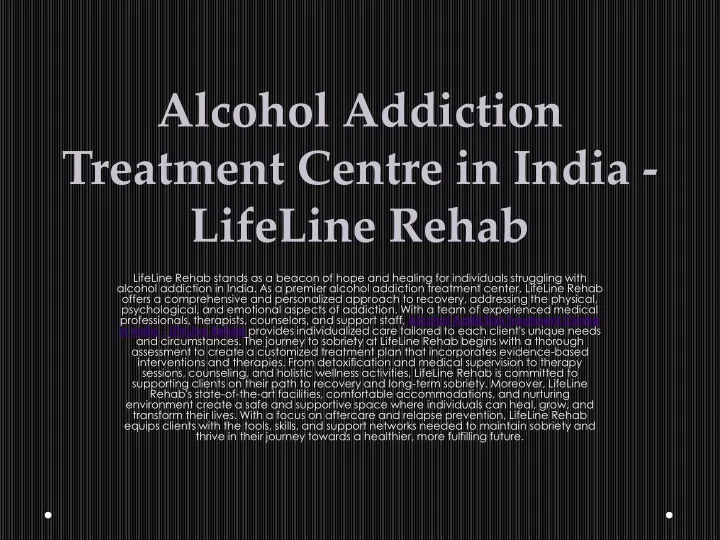 alcohol addiction treatment centre in india lifeline rehab
