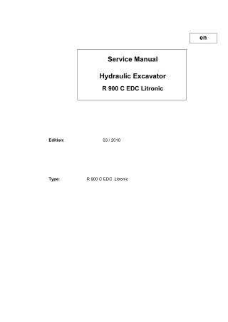 LIEBHERR R900C-EDC LITRONIC HYDRAULIC EXCAVATOR Service Repair Manual SN43272 and up