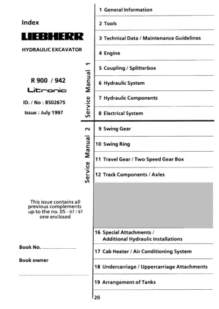Liebherr R902 Litronic Hydraulic Excavator Service Repair Manual