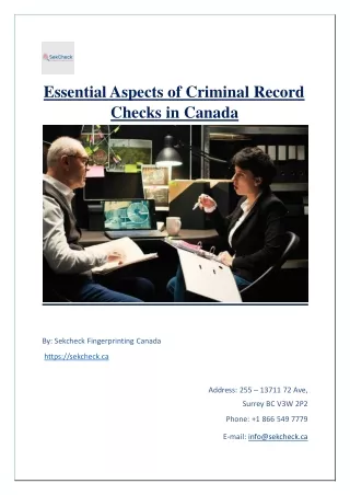 Essential Aspects of Criminal Record Checks in Canada