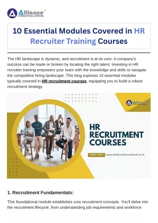 10 Essential Modules Covered in HR Recruiter Training Courses