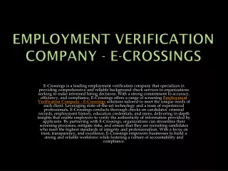 Employment Verification Company - E-Crossings