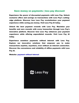 Save money on payments | less pay discount