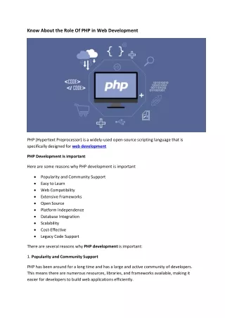 Know About the Role Of PHP in Web Development