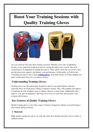boost your training sessions with quality