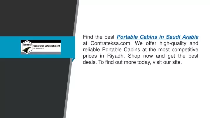 find the best portable cabins in saudi arabia