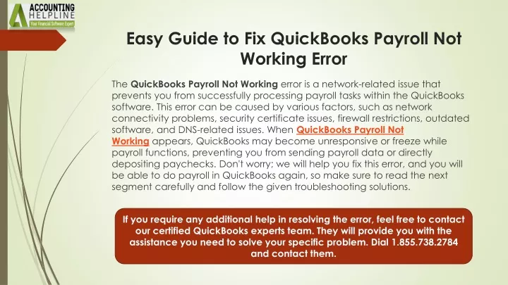 easy guide to fix quickbooks payroll not working error