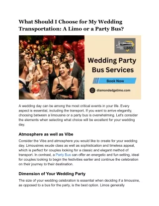 What Should I Choose for My Wedding Transportation A Limo or a Party Bus?