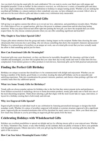 Gifts and Ideas for each Occasion: A Comprehensive Guide