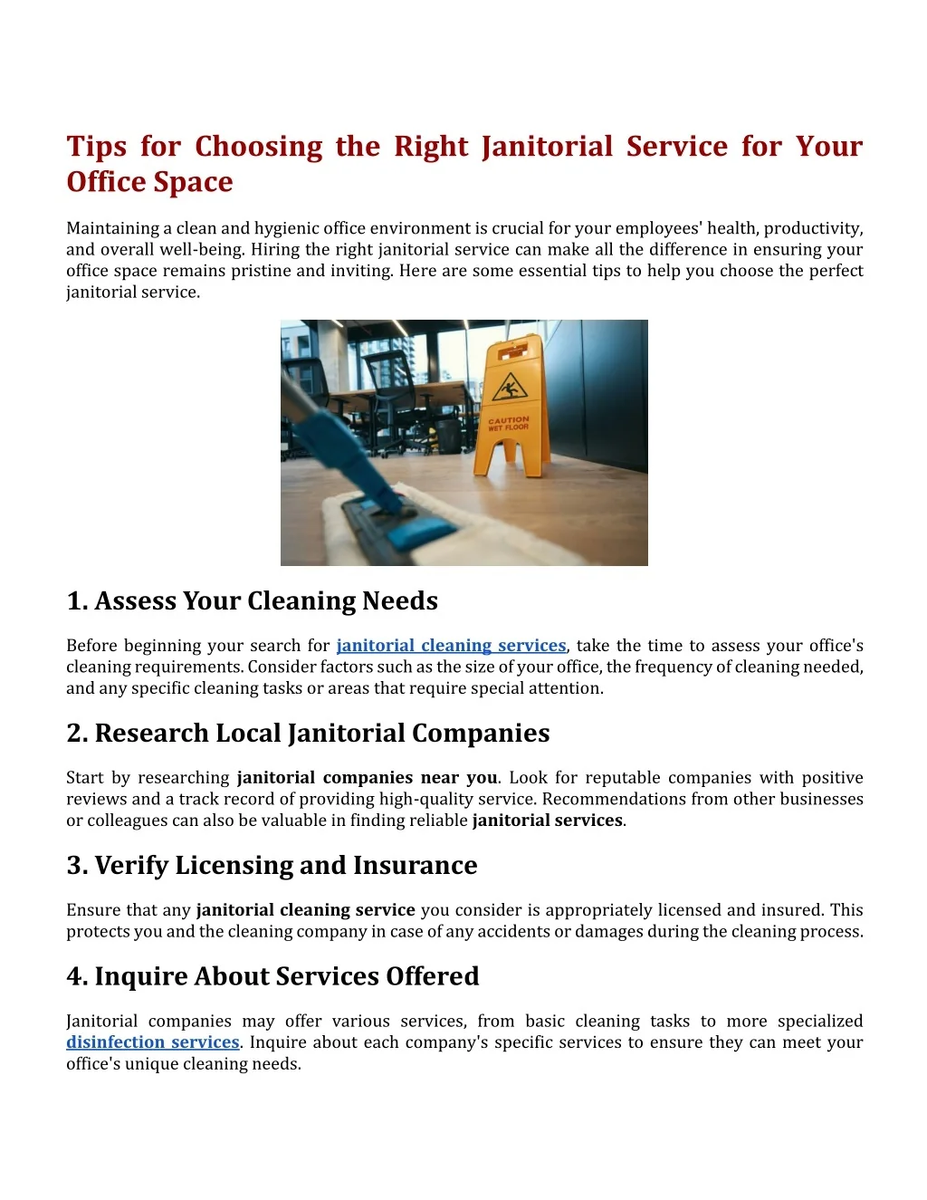 Janitorial Ranks PPT - Tips for Choosing the Right Janitorial Service for Your Office ...