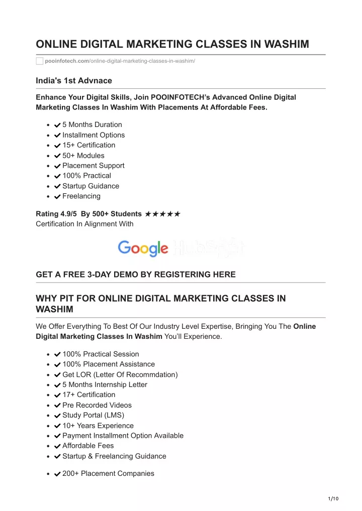 online digital marketing classes in washim