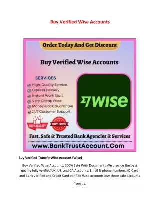 Buy Verified Wise Accounts