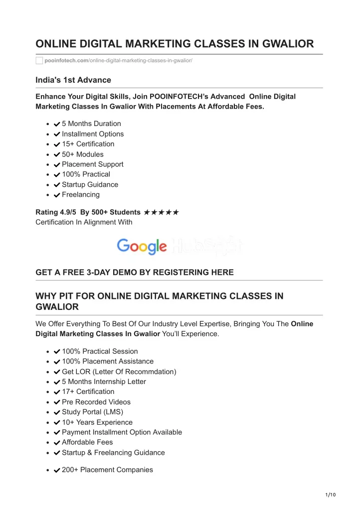 online digital marketing classes in gwalior