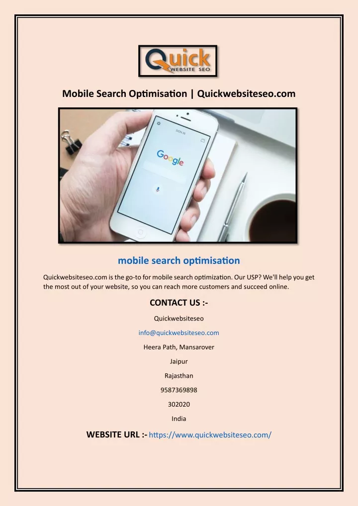 mobile search optimisation quickwebsiteseo com