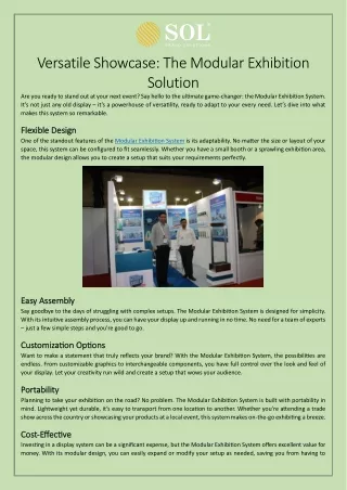 Versatile Showcase The Modular Exhibition Solution