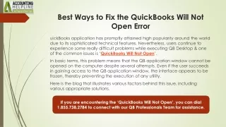 best ways to fix the quickbooks will not open error