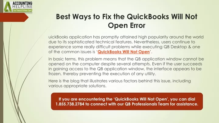 best ways to fix the quickbooks will not open error