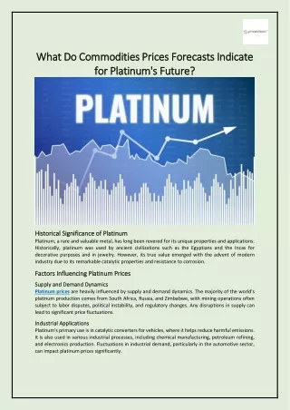 What Do Commodities Prices Forecasts Indicate for Platinum's Future