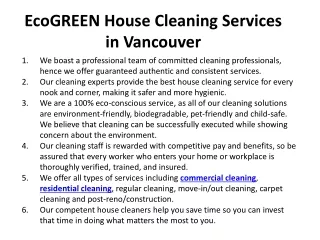 ECO CLEANING EXPERT SERVICES VANCOUVER | ECO GREEN