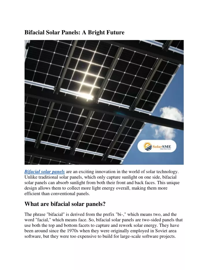 bifacial solar panels a bright future