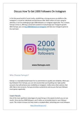 Discuss How To Get 2000 Followers On Instagram