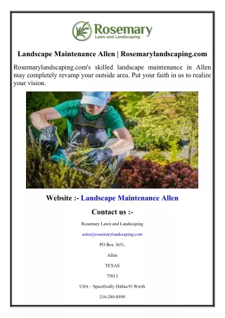 Landscape Maintenance Allen  Rosemarylandscaping.com