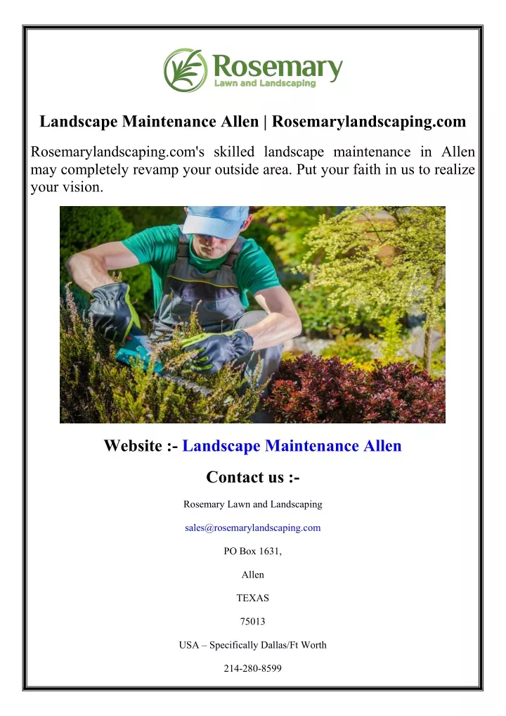 landscape maintenance allen rosemarylandscaping